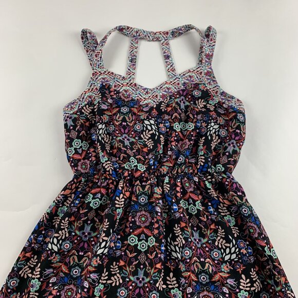 Xhilaration Black Bright Scandinavian Floral Print Maxi Dress M - Picture 2 of 8